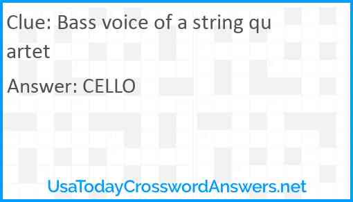 Bass voice of a string quartet Answer