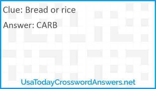 Bread or rice Answer