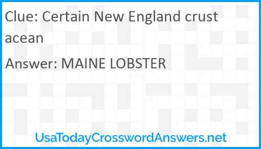Certain New England crustacean Answer
