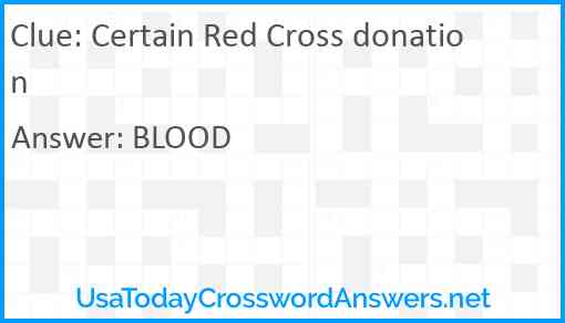 Certain Red Cross donation Answer