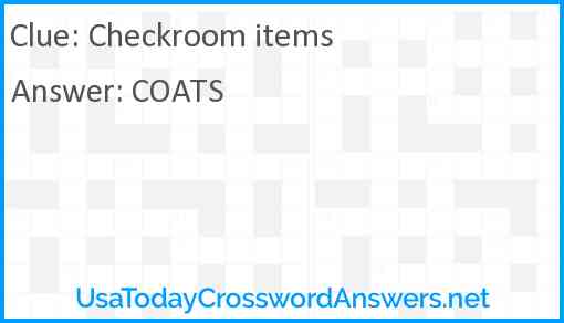 Checkroom items Answer