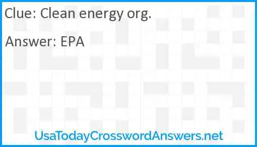 Clean energy org. Answer