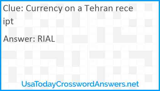 Currency on a Tehran receipt Answer