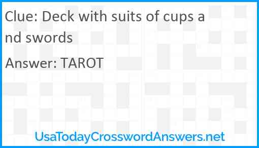 Deck with suits of cups and swords Answer