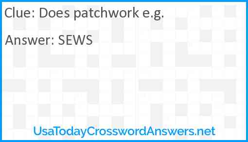 Does patchwork e.g. Answer