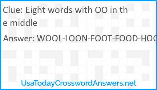 Eight words with OO in the middle Answer