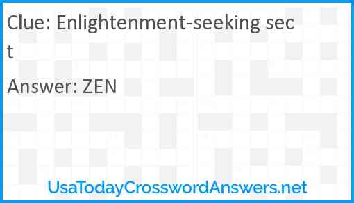 Enlightenment-seeking sect Answer