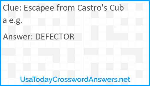 Escapee from Castro's Cuba e.g. Answer