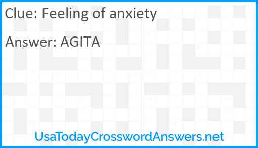 Feeling of anxiety Answer