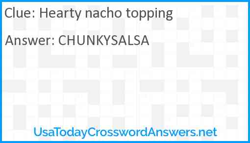 Hearty nacho topping Answer