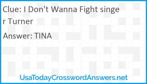 I Don't Wanna Fight singer Turner Answer