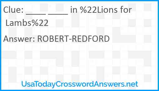 ____ ____ in %22Lions for Lambs%22 Answer