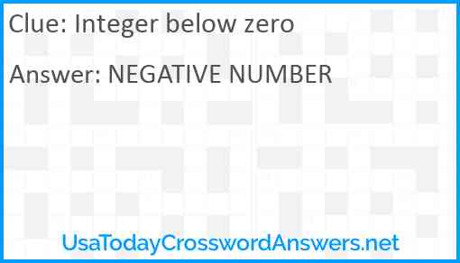Integer below zero Answer