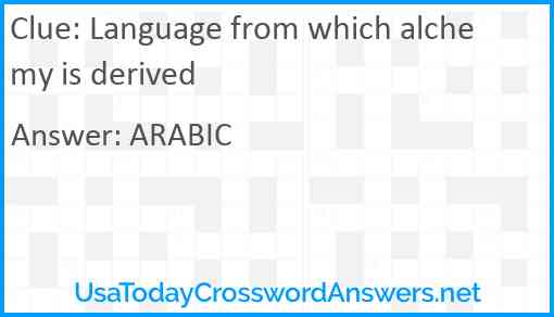 Language from which alchemy is derived Answer