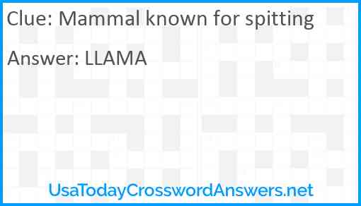 Mammal known for spitting Answer