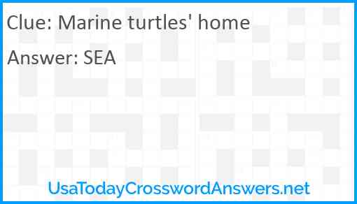 Marine turtles' home Answer