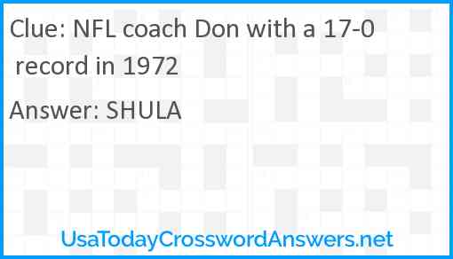 NFL coach Don with a 17-0 record in 1972 Answer