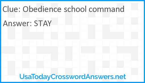 Obedience school command Answer