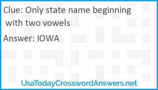 Only state name beginning with two vowels Answer