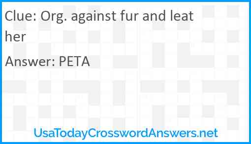 Org. against fur and leather Answer
