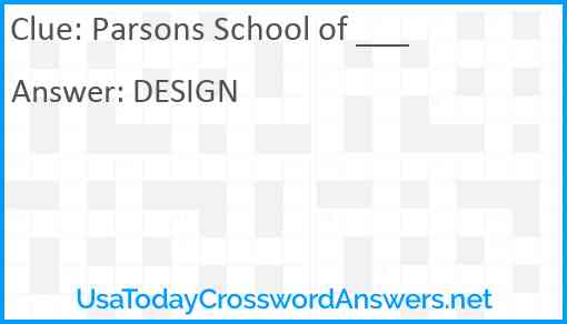 Parsons School of ___ Answer