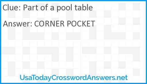 Part of a pool table Answer