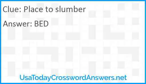 Place to slumber Answer