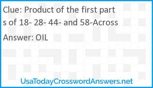 Product of the first parts of 18- 28- 44- and 58-Across Answer