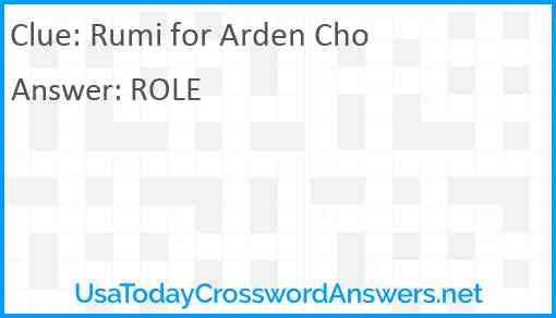 Rumi for Arden Cho Answer