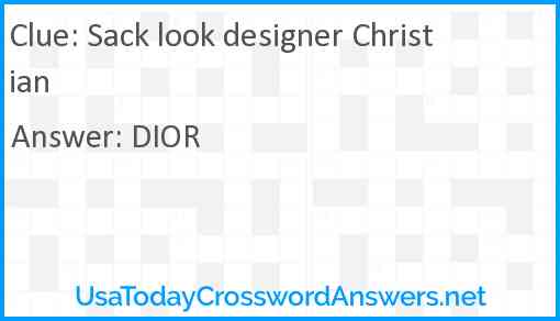 Sack look designer Christian Answer