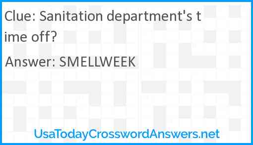 Sanitation department's time off? Answer