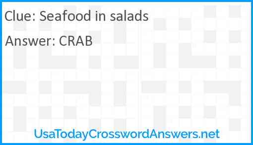 Seafood in salads Answer