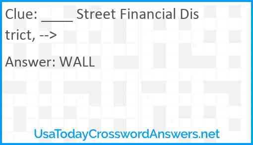____ Street Financial District, --> Answer