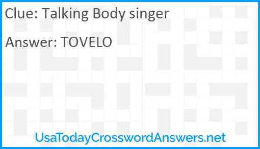 Talking Body singer Answer