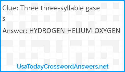 Three three-syllable gases Answer