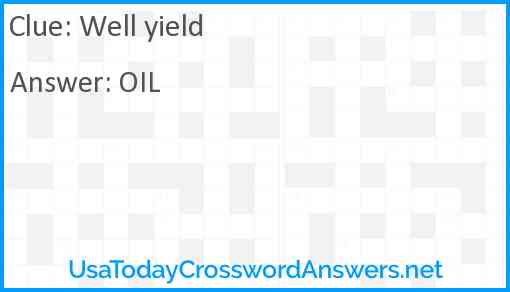 Well yield Answer