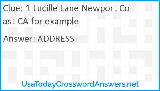 1 Lucille Lane Newport Coast CA for example Answer