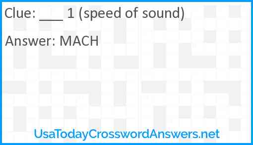 ___ 1 (speed of sound) Answer