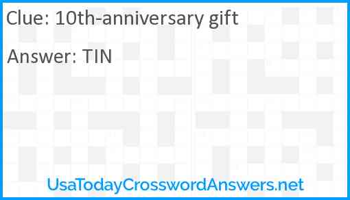 10th-anniversary gift Answer