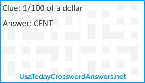 1/100 of a dollar Answer