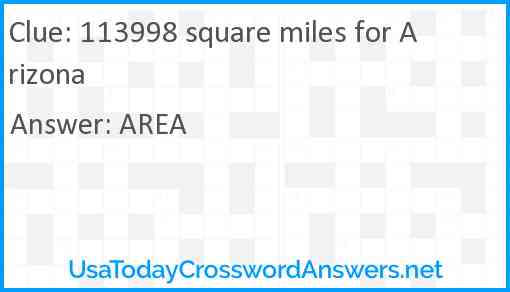 113998 square miles for Arizona Answer