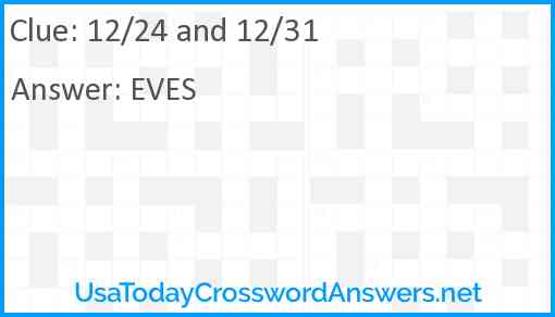 12/24 and 12/31 Answer