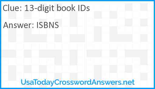 13-digit book IDs Answer