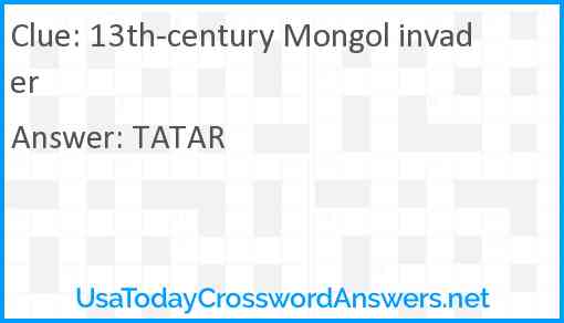 13th-century Mongol invader Answer