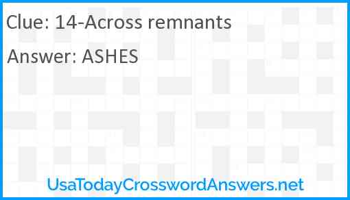 14-Across remnants Answer