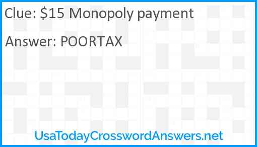 $15 Monopoly payment Answer