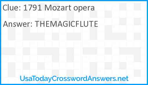 1791 Mozart opera Answer