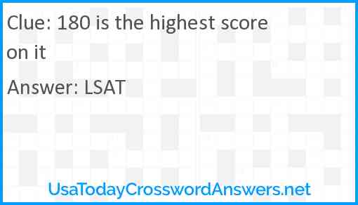 180 is the highest score on it Answer