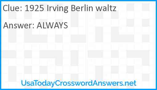 1925 Irving Berlin waltz Answer