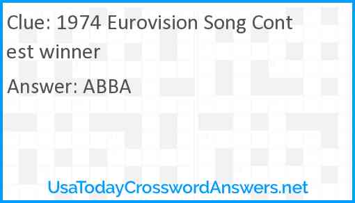 1974 Eurovision Song Contest winner Answer